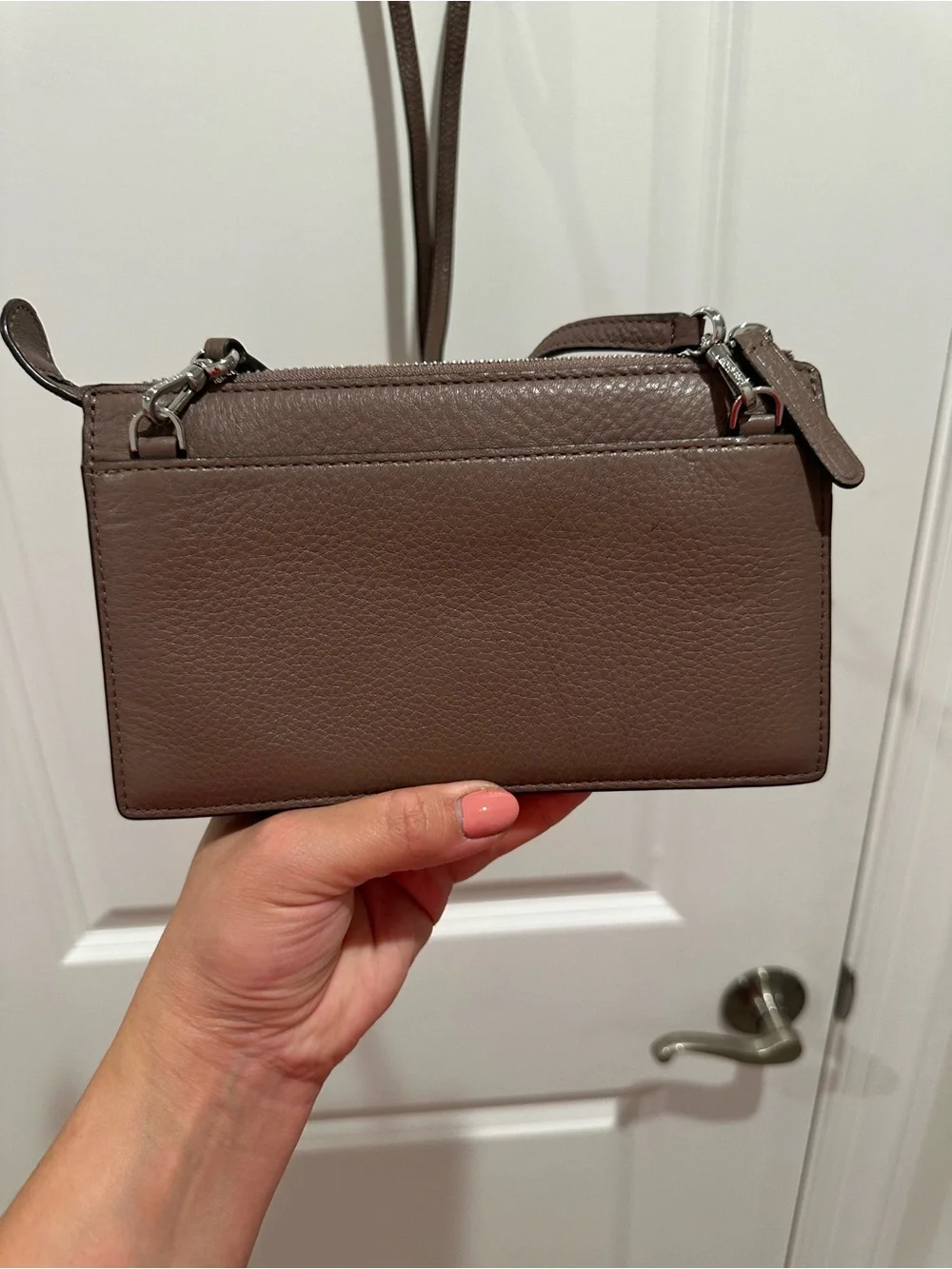 Kate Spade Brown Pebbled Leather Crossbody Wallet Clutch | Adjustable Strap